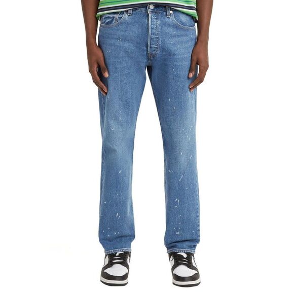 Levi's 501 '93 Straight Fit Paint Splatter Jeans Blue Y2k Size 34 x 30 - Picture 1 of 13